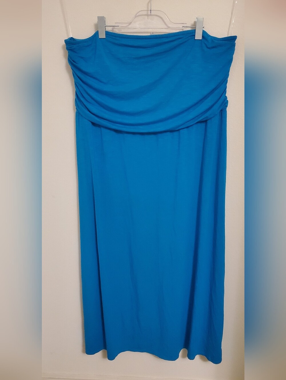 J. Jill Strapless Blue Maxi Dress Size 3X Resortwear Vacation Summer Cruise